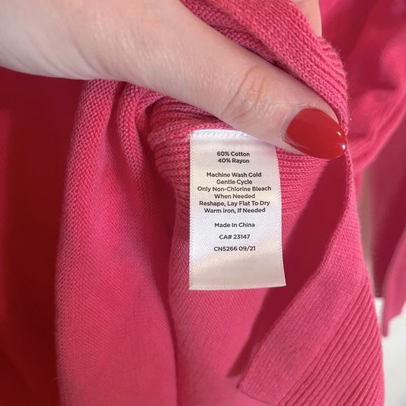 Talbots Pink Long V-Neck Button Down Cardigan - Picture 9 of 9